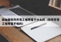 路由器软件开发工程师是干什么的（软件开发工程师是干啥的）