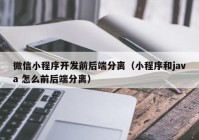 微信小程序开发前后端分离（小程序和java 怎么前后端分离）