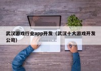 武汉游戏行业app开发（武汉十大游戏开发公司）