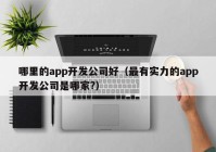 哪里的app开发公司好（最有实力的app开发公司是哪家?）