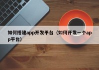 如何搭建app开发平台（如何开发一个app平台）