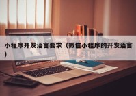 小程序开发语言要求（微信小程序的开发语言）