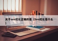 关于seo优化正确的是（Seo优化是什么）