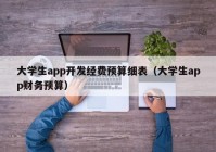 大学生app开发经费预算细表（大学生app财务预算）