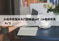 小程序开发从入门到精通pdf（小程序开发 入门）