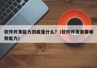 软件开发能力到底是什么?（软件开发需要哪些能力）