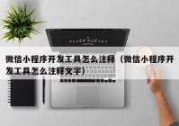 微信小程序开发工具怎么注释（微信小程序开发工具怎么注释文字）