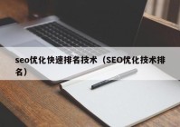 seo优化快速排名技术（SEO优化技术排名）