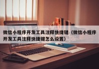 微信小程序开发工具注释快捷键（微信小程序开发工具注释快捷键怎么设置）