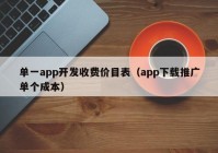 单一app开发收费价目表（app下载推广单个成本）